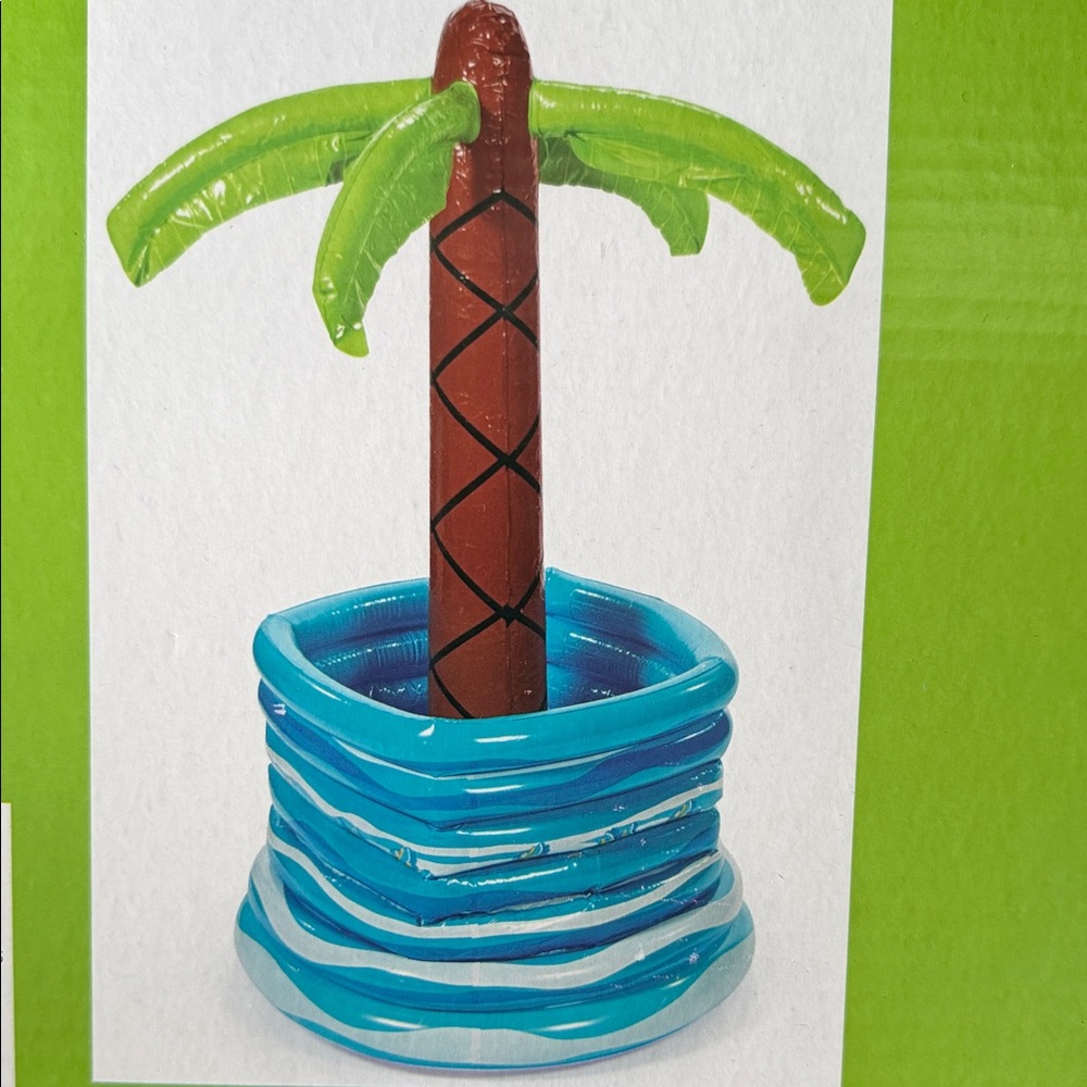 Inflatable Palm Tree Kiddie Pool - Blue & Green